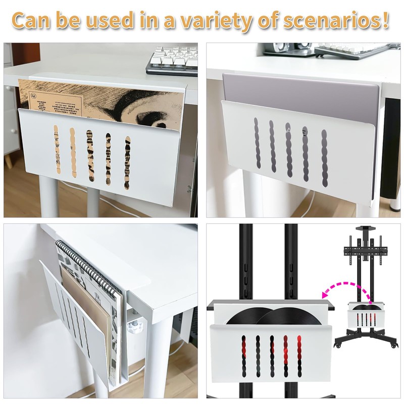 Desk Side Storage, Under Desk Storage, No Drill Steel Hanging