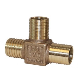 Merrill Mfg RBDTNL125 No Lead Bronze, Construction Grade, Hose Barb 3-Way insert Tee (1-1/4" x 1-1/4" x 1-1/4")