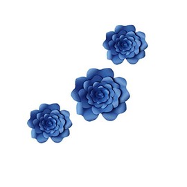 3pcs Party Paper Flower Wedding Flower Backdrop Decorations DIY Handcrafted Flower for Wedding Backdrop Nursery Wall Decoration (Flower-3, Royal Blue)