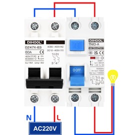 DIHOOL RCD Type A fi Circuit Breaker Residual Current Circuit Breaker FI Switch DIN Rail 2-Pin 40A 30mA