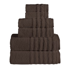 SaaSoh Opulent Collection 6 PK Towels Set (Chocolate)