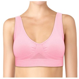 Bra without underwire: seamless sports bra in pack of 4 – unpadded material made from 96% nylon and 4% spandex – comfortable strap width and comfortable fit – for sports, leisure and work - m