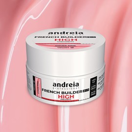 Andreia Professional French Builder Gel for Nails High Viscosity Biphasic 2 in 1 with LED et UV - Vegan Base Coat - Self Levelling - High Resistance Cover Pink 22 gr