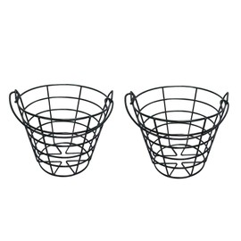 10L0L Metal Golf Ball Basket, Golf Ball Bucket Container Black, 2-Pack