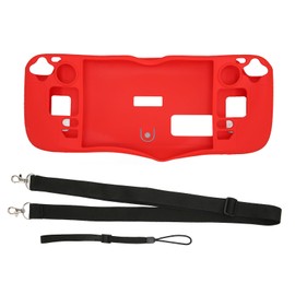 Game Protective Cover Silicone Scratch Slip Resistant Protective Case with Lanyard for Steam Deck Red