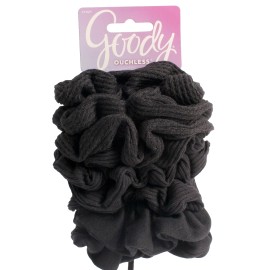 Goody 8 Black Hair Scrunchies Waffle Fabric Goody Ouchless 8 Pack NEW