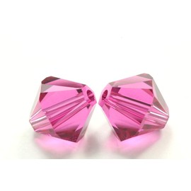 50 abalorio de vidrio bicónicas de 6 mm, compatible con cristales Swarovski 5301/5328, Fucsia, 50
