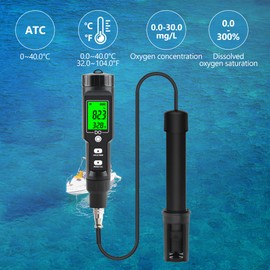 Rowyet Dissolved Oxygen Meter with ATC,Portable Dissolved Oxygen Test Kit Range 0.0-40mg/L,DO Meter with Electrode Filling Fluid,Water Test Kit for Swimming Pools,Aquarium,Fish Pond.