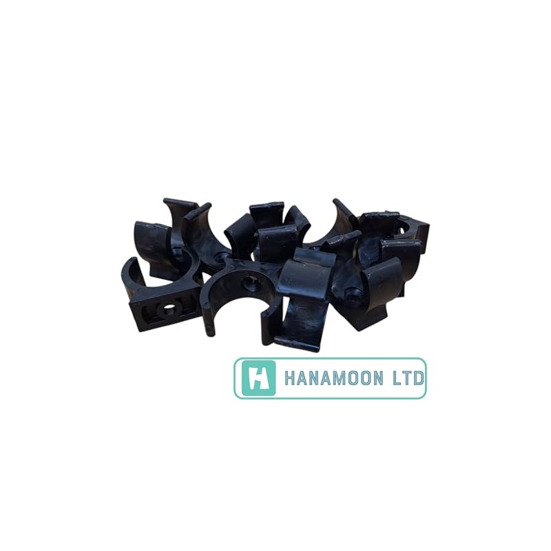 25mm Black PVC U Clip Conduit Push-in Saddles - Pack