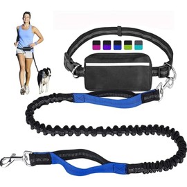 Makang Store, Hands-Free Dog Leash with Removable Zipper Pouch, Dual Padded Handles & Shock Absorbing Bungee – Ideal for Running, Walking & Jogging (Large Dogs 25–120 lbs) (Blue)