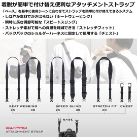 Hakuba GW-PRO Attachment Strap, Base AZ AMZKST-GWAT-BS Camera Strap, Easy to Put on and Remove, Black, Free Size