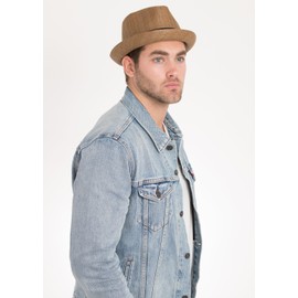 Peter Grimm Depp Natural Straw Fedora - Brown (S/M)