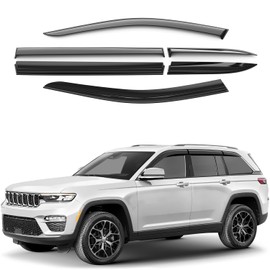 Window Deflectors Smoke Tinted Tape-On Side Window Vent Visor Deflectors Rain Guards Compatible with Jeep Grand Cherokee 2022-2025 - 6 pcs. GW0945