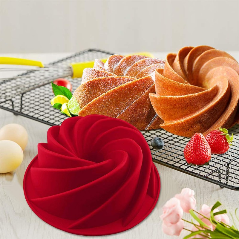 IELEK Silicone Fulted Pan Cake Nonstick Jello Molds Tube for