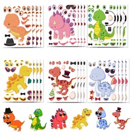 PIMXL Pack of 24 One Face Making Stickers, DIY Stickers, Dinosaur Sticker Set Design for Craft Party Decoration Gift, Make Your Own Stickers