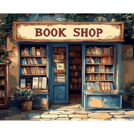 Natuyalo Paint by Numbers Kit for Adults - Bookstore Adult DIY Acrylic Painting on Canvas Suitable for Beginners Art Crafts Without Framed (16x20 Inch)