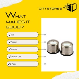 Citystores® SX Stainless Steel Pepper Salt Pots Shakers Set Round Traditional Design Durable Corrosion-Resistant Spice Containers Perfect for Kitchen Dining Table Restaurant Use 6cm