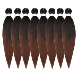 Pre-stretched Braiding Hair Extension Professional Kanekalon Braiding hair 12 Inch 8 Packs Hair Extensions For Braids Ombre Natural Black To Brown (12Inch,#1B/30)