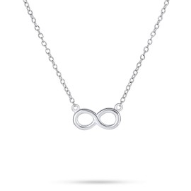 Delicate Minimalist Romantic Eternity Figure Eight Symbol Love Knot Sideways Infinity Pendant Necklace For Women Girlfriend Teen .925 Sterling Silver