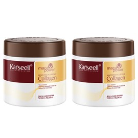 Karseell Mascarilla Capilar de Colágeno 2x500ml para Cabello Seco Dañado | Con Aceite de Argán, Tratamiento Acondicionador Profundo, Para Cabello Encrespado, Para Cabello Decolorado o Grueso