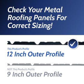 Duco R Panel Foam Closure Strips 3ft Long, 12" Rib Spacing - 20 Pack of USA-Made Black Outer Foam Closure Strips for Metal Roofing Panels - Blocks Gaps, Moisture, Noise, & Dust (with Adhesive)