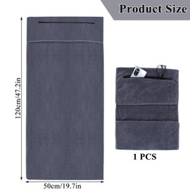 RTSHUK Fitness Towel, 120 x 50 cm Sports Towel Gym with Zip Quick-Drying Fitness Towel Microfibre Training Towel for Gym Training Yoga Outdoor Dark Grey