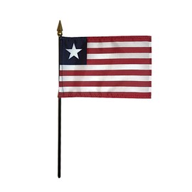 Liberia Flag Rayon On Staff 4 in. x 6 in. - Made in the USA from Flags Unlimited