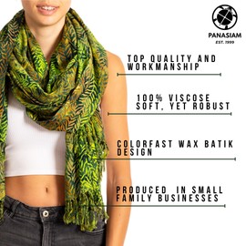 PANASIAM Sarong in green tones, scarf, towel, beach towel, wrap dress, soft natural fabrics, fair production, B205 Green Fern