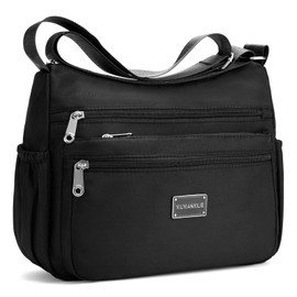 RNIEGA Crossbody Shoulder Bag for Women Handbag Purse, Large Nylon Tote with Adjustable Strap, Multi-Pocket Organizer for Work Travel Gym Daily Essentials