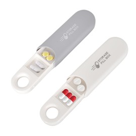 2 Stück Mini Tablettenbox, 3 Fächer Klein Pillendose Wasserdichte, Tragbare Reise Pillen Organizer Pillenbox für Unterwegs, BPA-freie Medikamentenbox, Gute Dichtleistung (Beige und Grau)