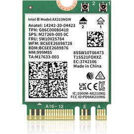 Intel Wi-Fi 6E AX210NGW Wireless LAN M.2 WiFi Wireless Card Bluetooth 5.3 802.11ax Windows 10/11 64-bit