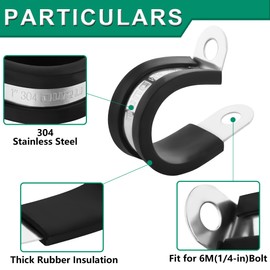 OURU 30pcs 3/16 Inch Cable Clamp,304 Stainless Steel Rubber Coated Cushioned Insulated Cable Clamps-Metal Wire Clamps,Pipe Clamps for Tube,Lines(Black,5mm)