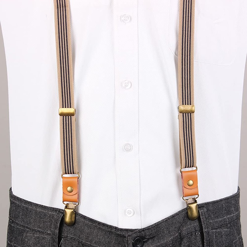 Mendence Suspenders, Women's, Men's, Button-type, Unisex, Thin, Y-Shaped, Leather, Solid,