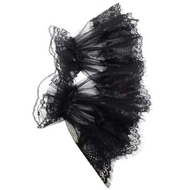 CHENGZI Lace Cuffs Gothic Lace Mesh Stretch Wrist Cuffs False Sleeves Wrist Cuffs 1 Pair, black