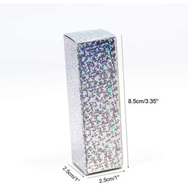 Healthcom 100 Pcs Paper Gift Grocery Box Shiny Laser Silver Lipstick Tube Packaging Box Kraft Paper Lip Gloss Tube Wrapping Makeup Favor Packaging Containers Cosmetics Essential Oil Bottle Storage Box