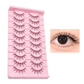 TAKE-ME japan False Eyelashes, Natural, 10 Pairs Bundle, Popular, Transparent Axe, Actress Eyelashes, Cartoon Makeup, Large Eyes, Cosplay, Events, Lightweight, Soft (002)