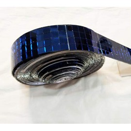 YONGPAN Self-Adhesive Mini Square Glass,1000pieces Blue Square Mirrors Mosaic Tiles 10x10mm Each (2.5M Length)