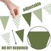 3Pcs Sage Green Gingham Pennant Banner Pre-Strung Triangle Flag Garland
