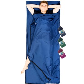 MIQIO® 2-in-1 Sleeping Bag Ultra Light with Full Zip (Left or Right): Thin Comfort Travel Sleeping Bag and XL Travel Blanket in One