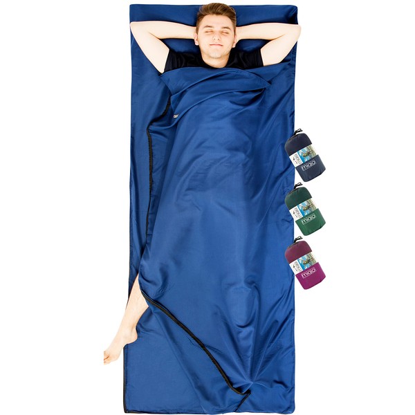 MIQIO® 2-in-1 Sleeping Bag Ultra Light with Full Zip (Left or Right): Thin Comfort Travel Sleeping Bag and XL Travel Blanket in One