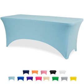 GFCC White Spandex Table Cover - 6FT 1 Pack Stretch Table Covers Rectangle Spandex Tablecloth Elastic Stretch Table Covers for Wedding Party Restaurant Fitted Table Cloth