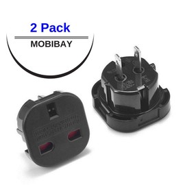 MOBIBAY Pack of 2 UK to US Plug Adaptor Type G to Type A and B from UK to USA, Canada, Australia, Jamaica, Barbados,Mexico,Thailand,China,Japan and more 3 pin to 2 Pin American Travel Adapter Plugs