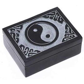 Yin Yang Black Soapstone Box 3"x4"