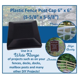 (24-Pack) Fence Post Caps - Protect Wooden Fence Poles Outdoor in Low Profile Made in USA (6x6 inch, Black, 24)