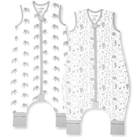 Mama Cheetah Toddler Sleep Sack with Feet, 1.0 TOG Organic Cotton Baby Wearable Blankets with Legs, Baby Sleeping Bag for Walkers, Early Walker 6-18 Month, W/ Feet 1.0 Tog Animals/Elephants, Walker S