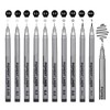 Marte Vanci Black Fineliner Pens, 10 Pack Technical Drawing Pens