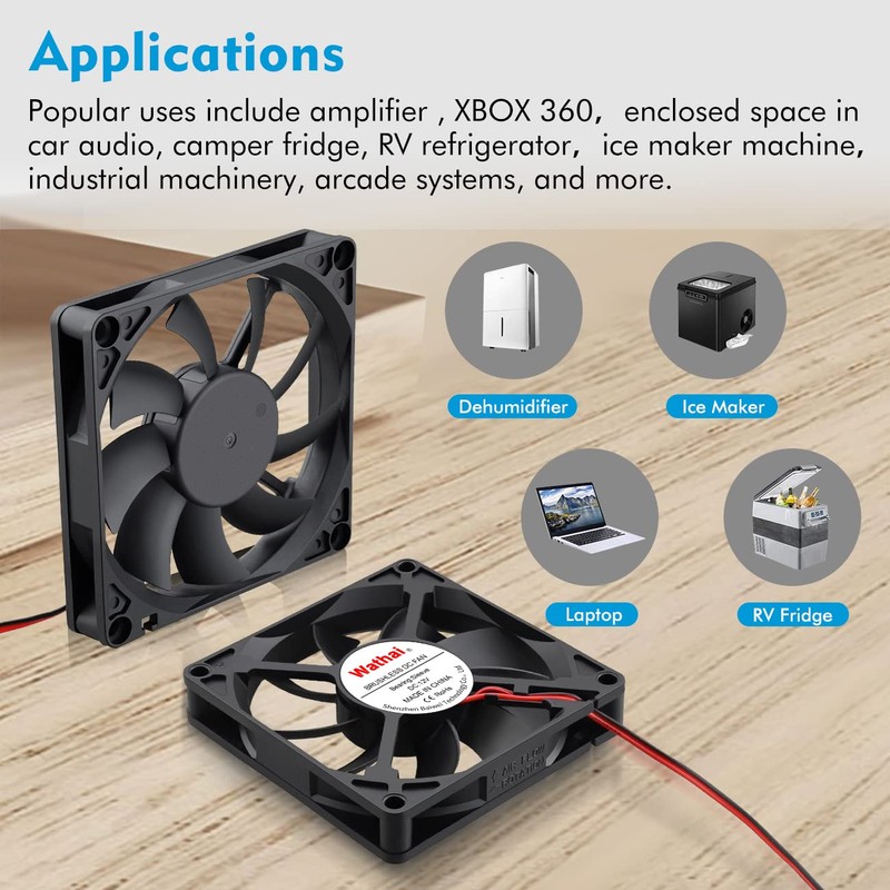 Wathai DC Brushless 12V Cooling Case Fan 80mm x 15mm