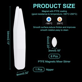 PATIKIL Magnetic Mixer Bar, 6x3mm 6pcs PTFE Magnetic Stirring Bar Magnet Stir Bar Set for Flat Bottom Baker Lab Home Lab with Plastic Tweezers Type A