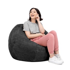 Jaxx Saxx 3 Foot Bean Bag Chair with Removable Cover, 3', Black