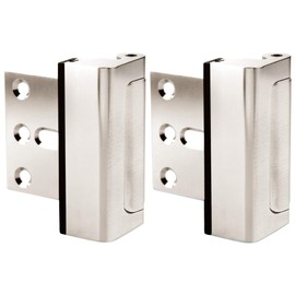 Door Lock for Home Security (2-Pack) - Easy to Install Door Latch Device, Aluminum Construction, Satin Nickel Door Locks for Door Security | Child Proof & Tamper Resistant, Satin Nickel Door Locks